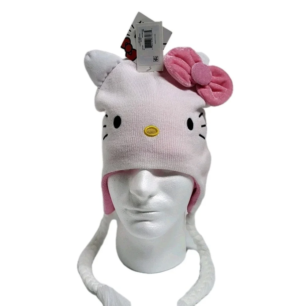 Hello Kitty‎ Pink Bow Big Face Peruvian Unisex Beanie One Size NWT